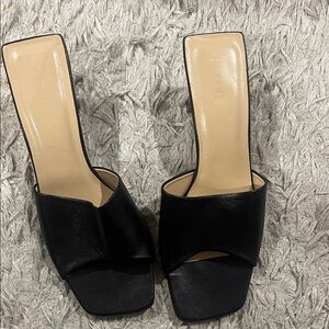 BY FAR Black Leather Mules